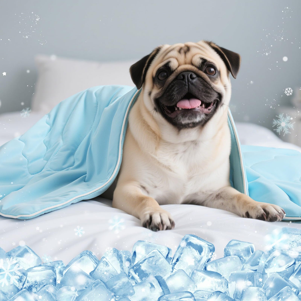 Tivray Premium Cooling Dog Blanket, Q-MAX>0.4 Cooling Blanket for Dogs, Washable Lightweight Summer Quilt for Pets and Humans, Self Cool Quilt for Cats, Cool Throw for Hot Sleepers, 25"×35", M, Blue