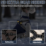COOHAMS Dog Winter Coat for Small & Medium Dogs, Waterproof Dog Coat with Harness, Puppies Windproof Puppy Puffer Jacket, Snowsuit for Dachshund, Frenchie, Corgi (Classic Blue,XL)