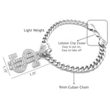 Pet Money Sign Pendant Necklace with Stone Studs, Fashion Jewelry for Dogs and Cats (Silver Tone, 12")