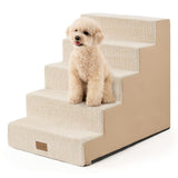 LOMORA Dog Stairs for Small Dogs, 5 Tier Widened Pet Stairs for High Beds, 23.6" H Non-Slip Dog Steps for Puppy, Elderly, or Disabled Dogs, 17.7x30x23.6 inch, Beige
