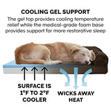 Furhaven Cooling Gel Dog Bed for Large Dogs w/ Removable Bolsters & Washable Cover, For Dogs Up to 125 lbs - Plush & Suede Sofa - Espresso, Jumbo Plus/XXL