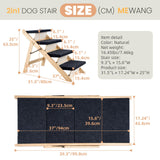 MEWANG Wood Pet Stairs & Ramp for Small/Medium Dogs and Cats, Aging Pets – 3-in-1 Foldable, Portable, Non-Slip Pet Ladder for Tall Beds, Couches,Cars–Holds Up to 220 lbs (31.5" L x 17.2" W x 25.0" H)
