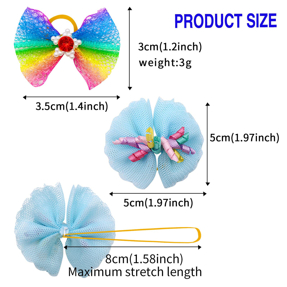 Mruq Pet 100pcs Dog Hair Bows, Small Puppy Grooming Bows with Rubber Bands - Mix Dainty Handmade Hair Accessories for Pet Yorkie and Tiny Dogs