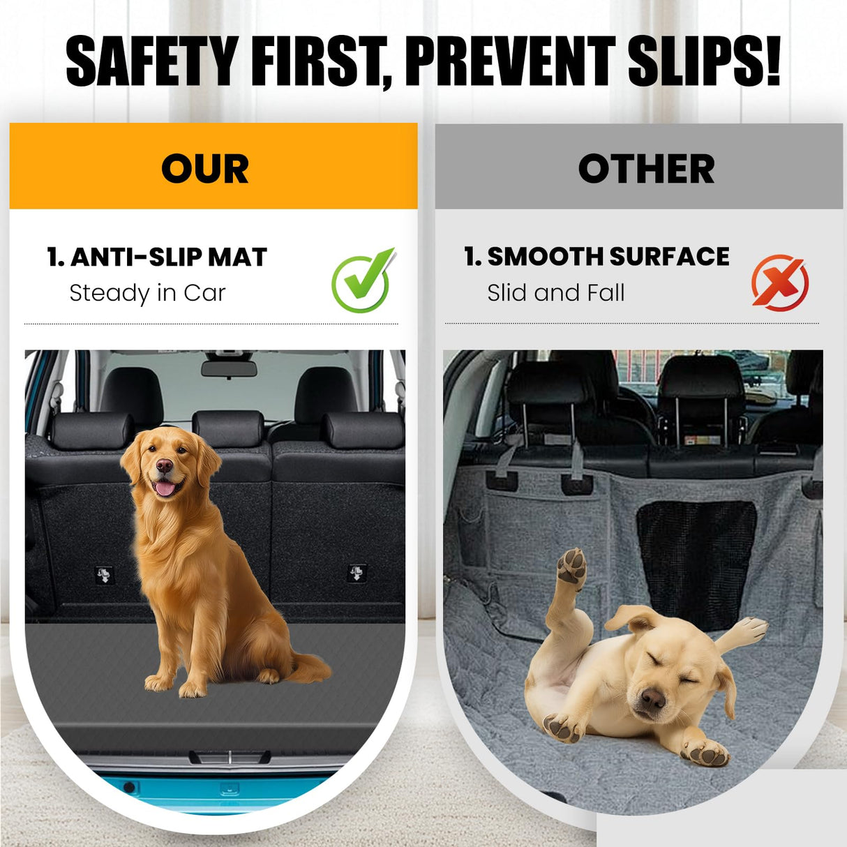 ESCRODOI Car Dog Bed for Trunk, Non-Slip SUV Cargo Liner for Dogs, Travel Pet Mat Cushion with Supportive Foam, Removable Cover for Easy Cleaning, Suitable for SUV&Truck