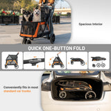 EchoSmile Dog Stroller for Medium & Small Dogs, Foldable Pet Stroller with 3 Wheels & Brakes, All-Terrain Cat Dog Carrier with Breathable Mesh, Safety Leash and Storage Pocket, Black