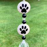 Rear View Mirror Crystal Car Charm,Animal Paw Print Sun Catcher,Dog Paw Stone Hanging Prism, Pet Print Ornament,Animal Lover Gift,Pet Sympathy