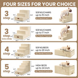 Aodisman Dog Stairs for Bed 18.5" H, 4-Step Dog Steps for Small Dogs and Cats, Indoor Non-Slip Balanced Pet Stairs are Suitable for Puppy, Older Cat,Beige