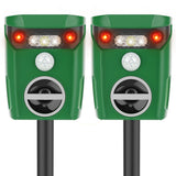 YARDefense Ultrasonic Solar Animal Repeller 2 Pack Outdoor Cat Repellent Motion Activated with LED Flashing Light Waterproof Squirrel Raccoon Skunk Fox Deer Repellent Device for Lawn and Garden