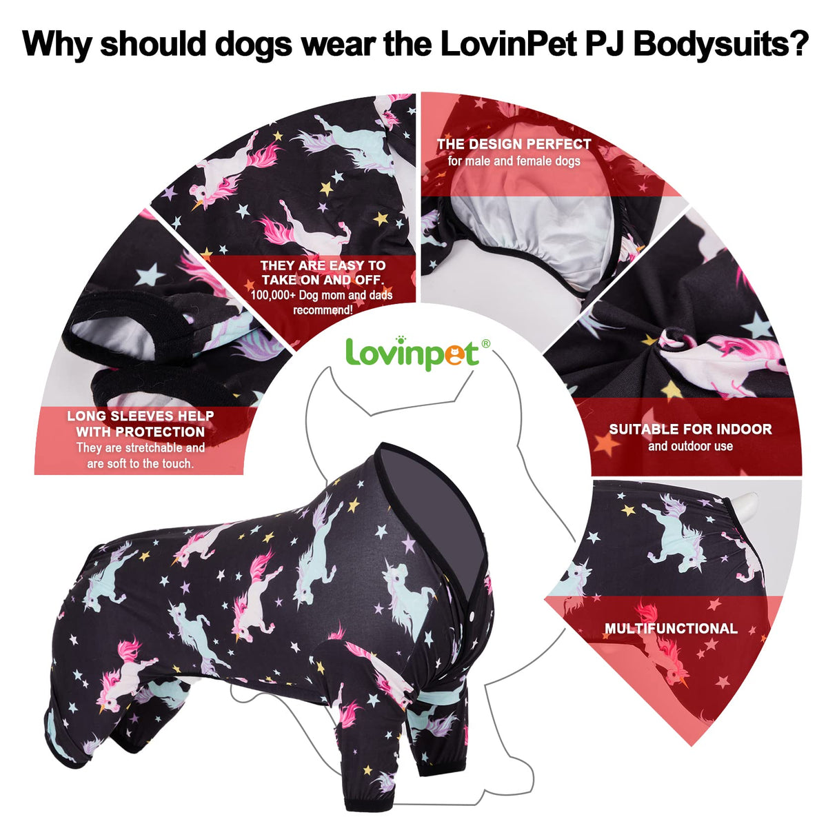 LovinPet Dog Clothes - Pajamas for Dogs XL, Post-Surgical Recovery for Big Dogs, Lightweight Pullover Dog Clothes, Full Coverage Cane Corso Pajamas, Wild Horses Galloping Print/XL