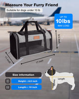FOXFOCUS Pet Carrier Airline Approved 17x11x9.5 in - Underseat, Top & Side Entry Soft Dog Cat Travel Carrier with Safety Zippers ＆ Anti-Scratch Mesh for Small Cat and Dog for Pets Up to 10 Lb - Grey