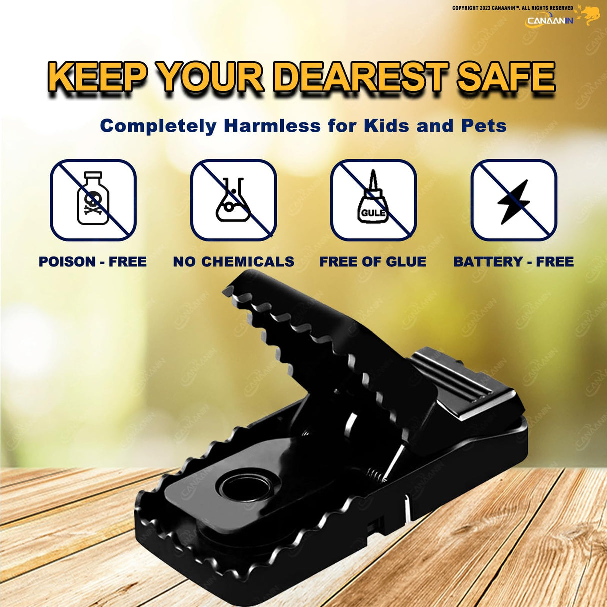 CANAANIN Large Rat Traps, Mouse Traps That Work, Excellent Traps for Gophers, Snap Traps for Indoor Outdoor, Quick Effective Sanitary Safe, Snap Trap for Mouse, Chipmunk, Safety and Friendly 6 Pack