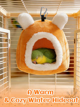 MEWTOGO Stable Warm Bird Nest - Winter Plush Comfortable Bird House with Strong Load-Bearing Mat & Wide Entry for Cage Accessories, Medium Birds Bed for Cockatiel Lovebirds Quaker