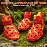 BassGaa Dog Shoes for Hot Pavement and Snow, Silicone Dog Booties for Small Medium Large Dogs, Waterproof Paw Protectors- Non-Slip, Adjustable Straps, Dog Boots for Beach/Rain/Hiking (Yellow Red, L)