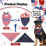 Personalized 4th of July Dog Bandana Embroidered Name Custom Neckwear Dog Scarf for Small Medium Large Dogs Cats Pets Birthday Gift