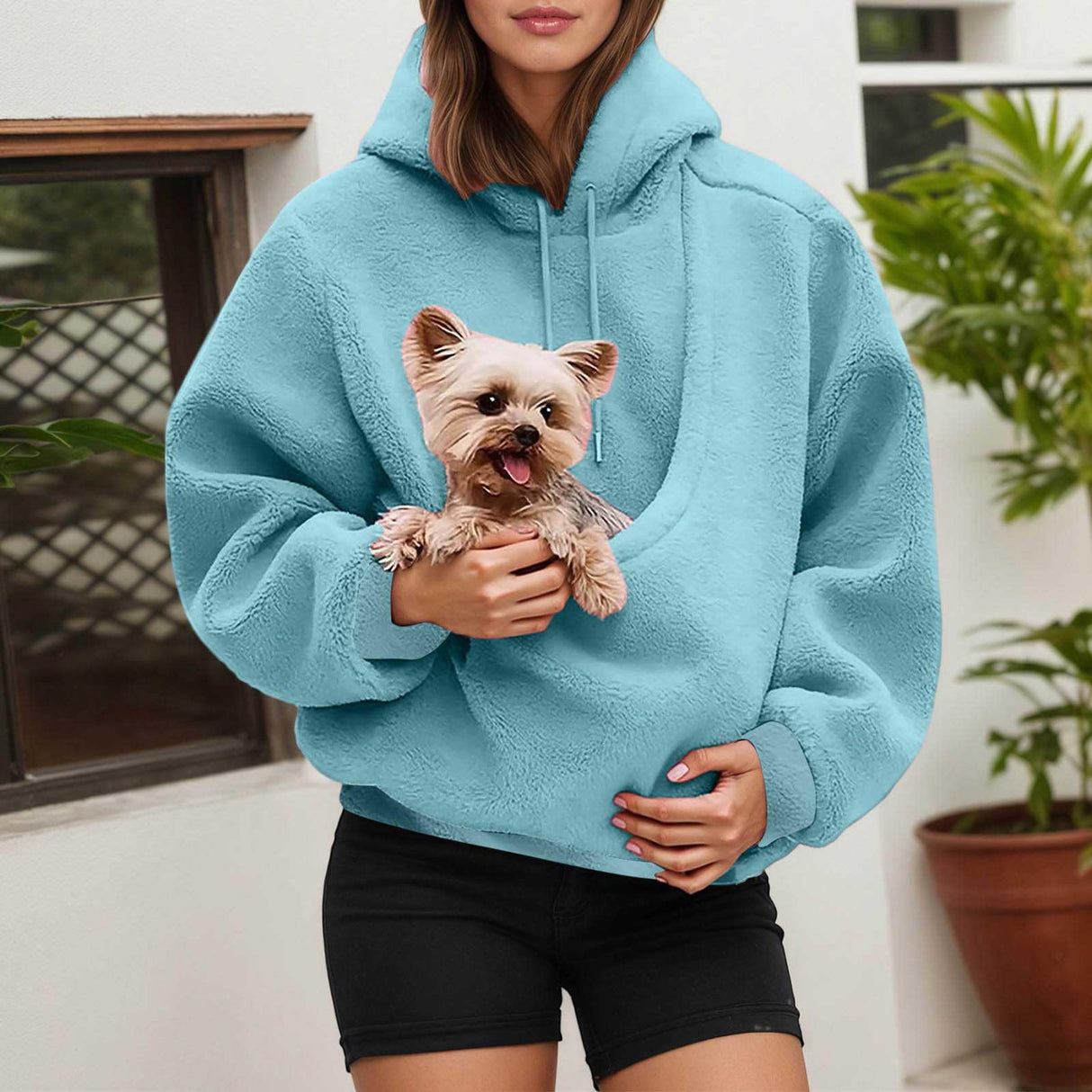 LBECLEY Hoodie with Dog Pouch Oversized Pet Hoodies Carrier Large Pocket Hooded Sweatshirt for Puppy Kitten Dogs Holder (Sky Blue, S)