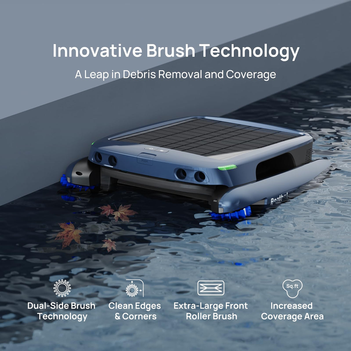 (2025 Upgrade) Beatbot iSkim Ultra 24/7 Cleaning Solar Powered Pool Skimmer with Water Clarification System & APP Control, Voice Broadcast, Dual Charging Options, Edge & Corner Cleaning, Blue