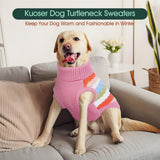 Kuoser Dog Sweater, Warm Dog Sweaters for Extra Large Dogs Girl Boy, Pet Turtleneck Knitted Pullover Jumper for Xmas Thanksgiving, Puppy Winter Vest Thermal Doggy Sweatshirt for Fall Winter, Pink 3XL