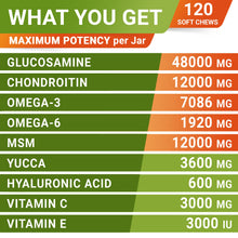 Load image into Gallery viewer, Senior Advanced Glucosamine Chondroitin Joint Supplement for Dogs - Hip &amp; Joint Pain Relief Pills - Large &amp; Small Breed - Hip Joint Chews Canine Joint Health - Chews Older Dogs - Bacon Flavor-120Ct
