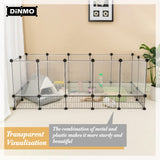 DINMO Rabbit Playpen, Guinea Pig Cages, Hamster Cages, Iron Net Bottom Design for Small Animal, Bunny, Ferret, Hedgehog, DIY, Expanded, Portable, Exercise Fence, 61.4 x 25.4 x 22.3 Inches