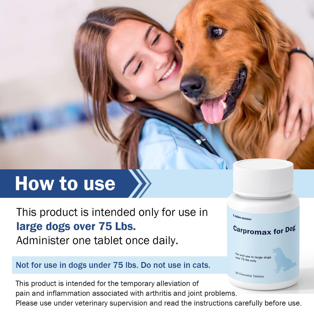 Carpromax for Large Dogs Pain Relief, Joint Support for Senior Dogs - 100mg - 90 Tablet