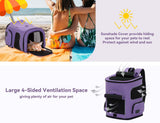 PETSFIT Dog Backpack Carrier with Upgraded Waist Protection, Pet Carrier Backpack Designed for Small Dogs/Cats, Fully Ventilated Collapsible Cat Backpack for Outdoor Traveling Hiking Camping Purple