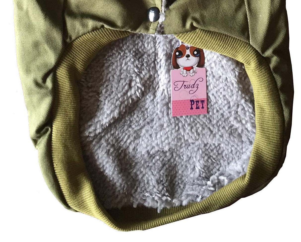 Trudz Pet Dog Hoodies, Rdc Pet Work Clothes, Thickened Dog Overall, Dog Military Uniform, Army Hoodie Sweater, Cotton Jacket Fur Coat for Small Dog & Medium Dog & Cat (Green,XL)