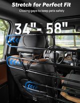JOYTUTUS Dog Car Barrier, Pet Barrier Follow The Seat Movement 34"- 58" Width Adjustable SUV Dog Barrier for Back Seat, Vehicle Gate Heavy Duty, Ideal for Sedans SUVs Trucks MPVs