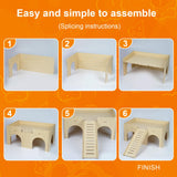 Large Guinea Pig Hideout, Upgraded Wooden Guinea Pig Castle with Guinea Pig ramp, Easy to Assemble Guinea Pig House for Small Animal House Habitat or Hamster Hideout/Rabbit Hideout