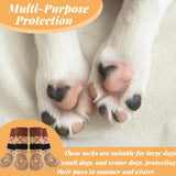 SYEIIYU 4Pcs Anti-Slip Dog Socks, Dog Shoes with Double Sides Grips for Hot/Cold Pavement,Paw Protectors for Small Medium Large Senior Dogs, Traction Control Boots for Hardwood Floors-Brown-XS