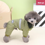 Izefia Dog Coat Jacket Windproof Cold Weather Coat 4 Legs Warm Dog Jumpsuit Winter Thick Clothes Snow Proof Coat Cotton Dog Coat for Small Dog Medium Dog Cat Green S