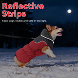 EMUST Dog Winter Coat XL, Thicken Fleece Lining Dog Snow Jacket Vest for Winter with Turtleneck, Adjustable Pet Puffer Jacket Snowsuit for Cold Weather, Red
