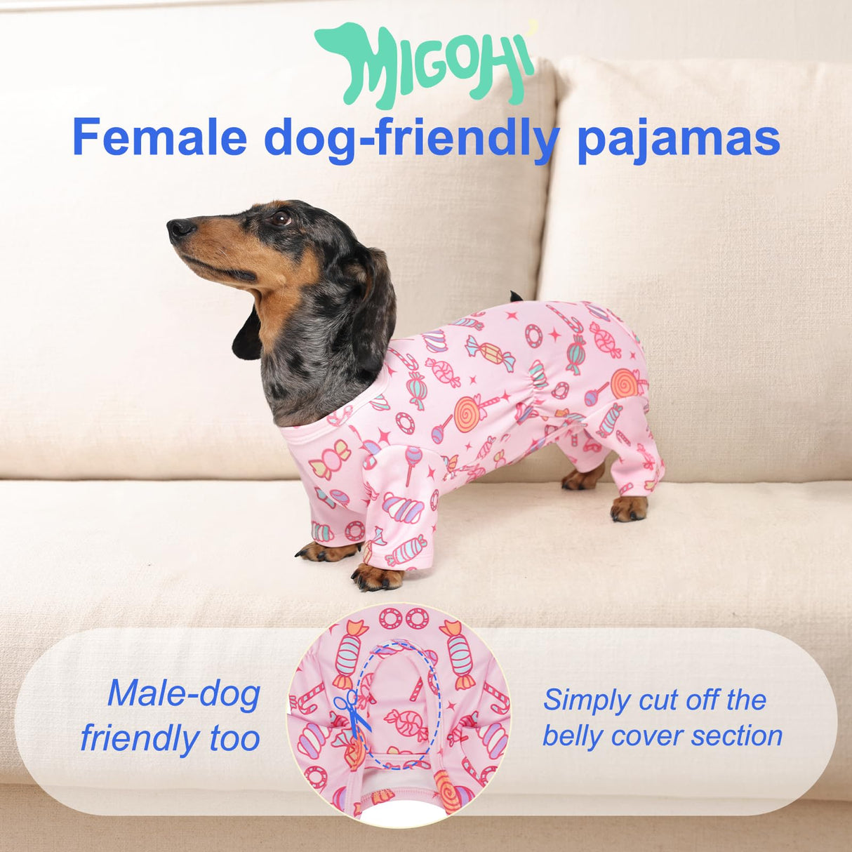 MIGOHI XXS Dog Pajamas,Soft Small Dog Fleece Sweater,Cute 4-Legged Pajamas for Small Dogs,Puppy Full Body Pjs with Long Sleeve for Cold Weather,Doggy Winter Jumpsuit Clothes for Boy & Girl,Pink,XXS