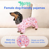 MIGOHI XXS Dog Pajamas,Soft Small Dog Fleece Sweater,Cute 4-Legged Pajamas for Small Dogs,Puppy Full Body Pjs with Long Sleeve for Cold Weather,Doggy Winter Jumpsuit Clothes for Boy & Girl,Pink,XXS
