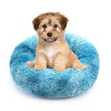 NOYAL Calming Donut Dog Bed for Small to Medium Dogs & Cats - Plush Faux Fur Anti-Anxiety Pet Bed with Machine Washable Cover & Non-Slip Base