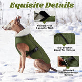 EMUST Dog Coat Winter, Waterproof Pet Snow Jacket for Winter, Adjustable Small/Medium/Large Dog Coat, Green, L