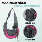 PETAXCELL Dog Sling Carrier for Small Pet Up to 13.2 lbs Hand-Free Drawstring Pet Sling Carrier with Safety Hook & Adjustable Strap, (Rose Red, 1 Pcs) Intended for Hiking and Camping