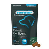 VetriScience Calm & Confident Chews, Composure Clinically Tested Calming and Anxiety Supplement for Dogs, Reduce Stress and Fear, Ideal for Thunderstorms, Fireworks and Travel, Bacon, 120 Count