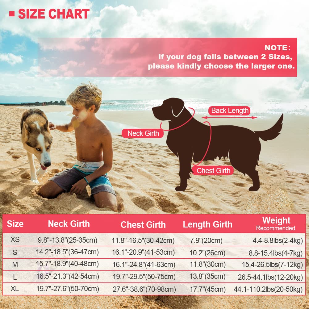 EMUST Shark Life Jackets for Dogs, Adjustable Ripstop Dog Life Vest for Water Safety Pet Life Vest with Rescue Handle Safety Vest for Swimming Pool Beach Boating, (L,Red)