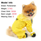 SMALLLEE_LUCKY_STORE Waterproof Raincoat for Small Dogs with Clear Hood Boots Puppy Rain Jacket with D-Ring Reflective Stripe Full Boby 4 Leg Jumpsuit Rain Coat Rain Jacket Slicker Rainwear Yellow M