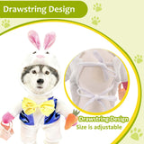 MuYaoPet Easter Bunny Dog Costume,3D Pet Rabbit Hat with Ears,Funny Cat Clothes Halloween Eater Party Mascot Outfit for Small Medium Dogs,Easter Egg Hunt Photo Props,L
