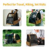 Cat Backpack，Expandable Cat Carrier Backpack, Dog Backpack Carrier and Pet Carrier Backpack, Suitable for Cats, Dogs Kitten or Small Dogs, Travel Friendly Puppy Cats Bag (Brown)