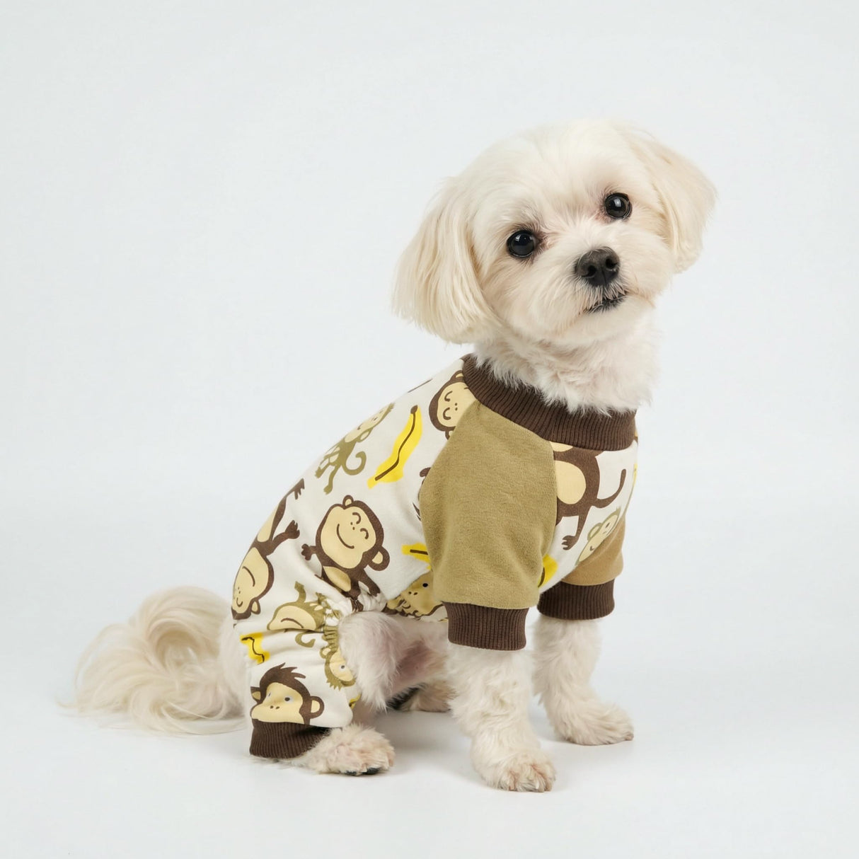 Fitwarm Monkey Dog Pajamas, Cute Dog Clothes for Small Dogs Boy Girl, Pet Onesie Clothing, 100% Breathable Cotton, Brown, XXL
