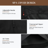 iBirdie Outdoor Waterproof Hot Tub Cover 88 x 88 inch fit 85 x 85 or 86 x 86 or 87 x 87 Square SPA 600D Heavy Duty Weatherproof Protectors Protective Cover Cap