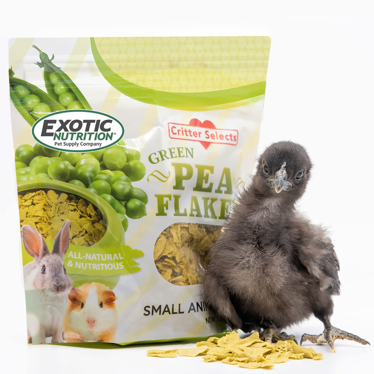 Exotic Nutrition Green Pea Flakes (1 lb.) - Healthy Natural Dried Vegetable Treat - for Rabbits, Guinea Pigs, Hamsters, Chinchillas & Other Small Pets