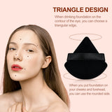 2Pcs Triangle Powder Puffs, Face Makeup Puff for Body Loose Powder Beauty Makeup Tool Black