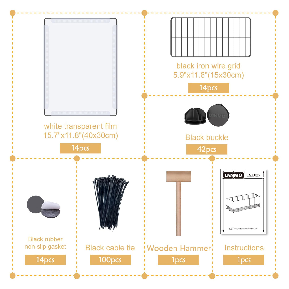DINMO Rabbit Playpen, Guinea Pig Cages, Hamster Cages, Iron Net Bottom Design for Small Animal, Bunny, Ferret, Hedgehog, DIY, Expanded, Portable, Exercise Fence, 61.4 x 25.4 x 22.3 Inches
