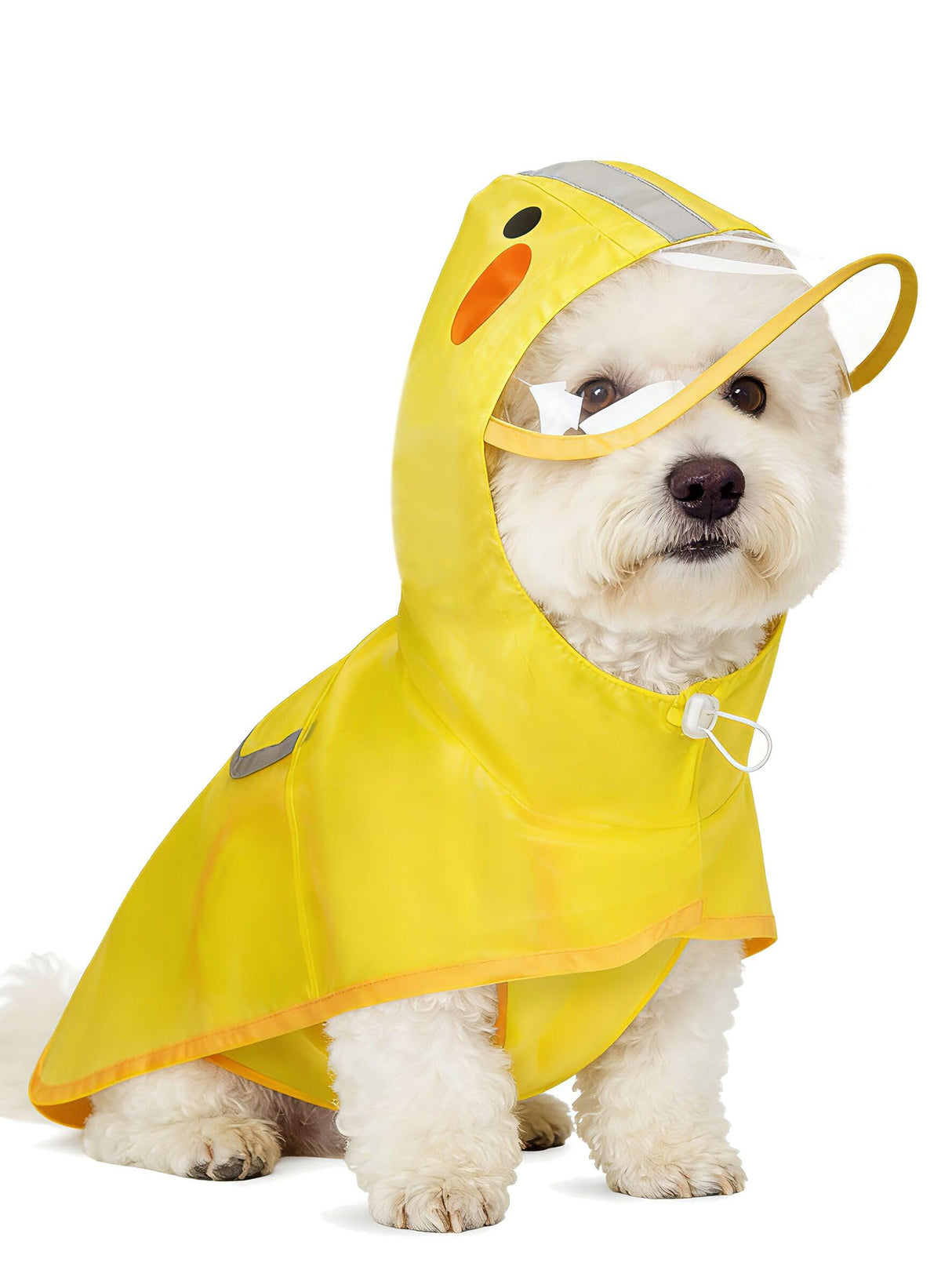 Scheppend Dog Raincoat,Adjustable Waterproof Cloak Pet Hooded Raincoat Jacket,Cute Yellow Duck Poncho for Pet,M