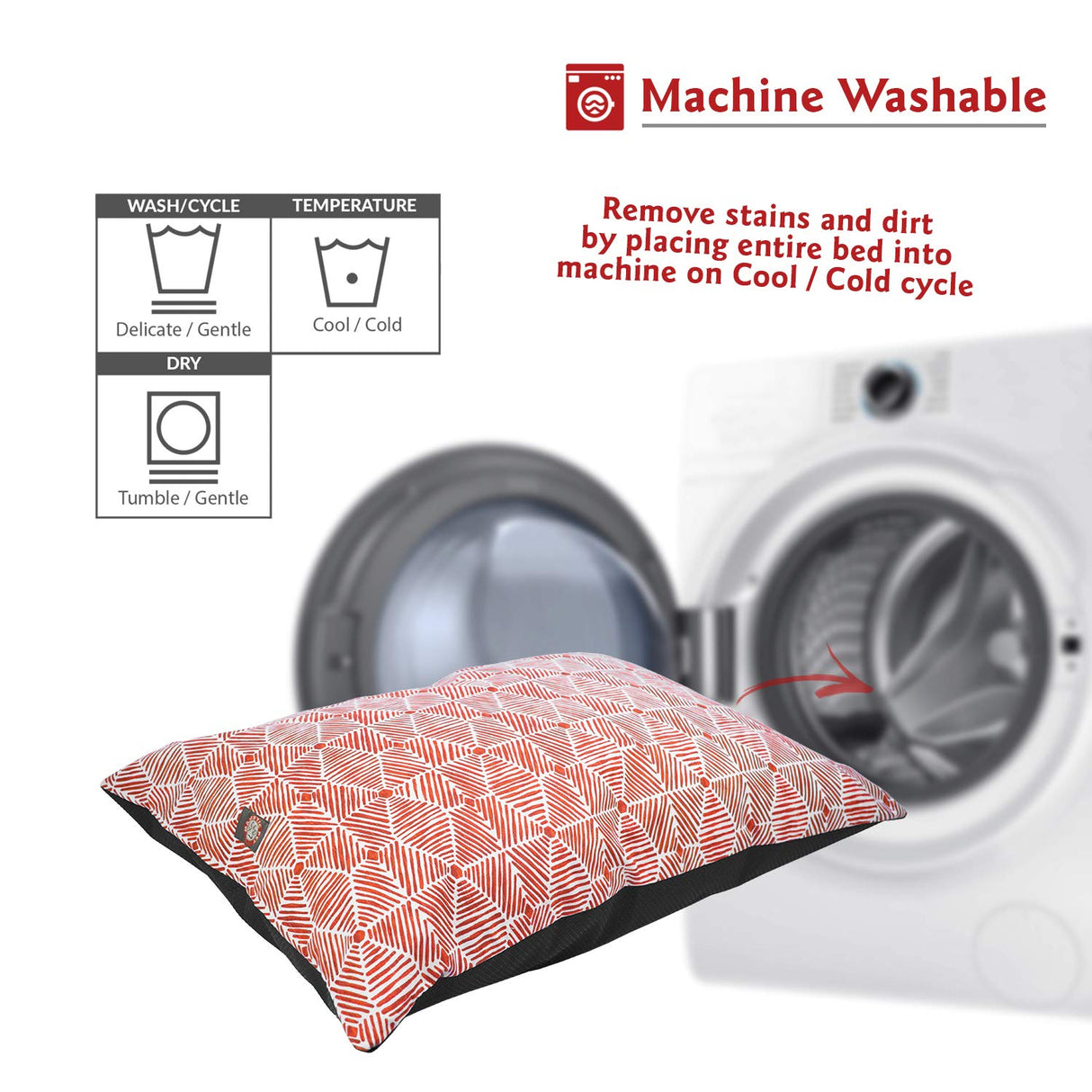 Majestic Pet Rectangle Dog Bed - Washable Super Value Pillow - Large Breed 46 x 35 Inch - Charlie Salmon