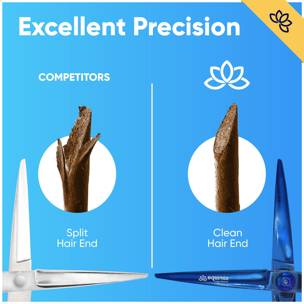 Equinox Professional Razor Edge Series Barber Hair Cutting Scissors - Japanese Stainless Steel Salon Scissors - 6.5” Overall Length - Fine Adjustment Tension Screw - Premium Shears for Hair Cutting