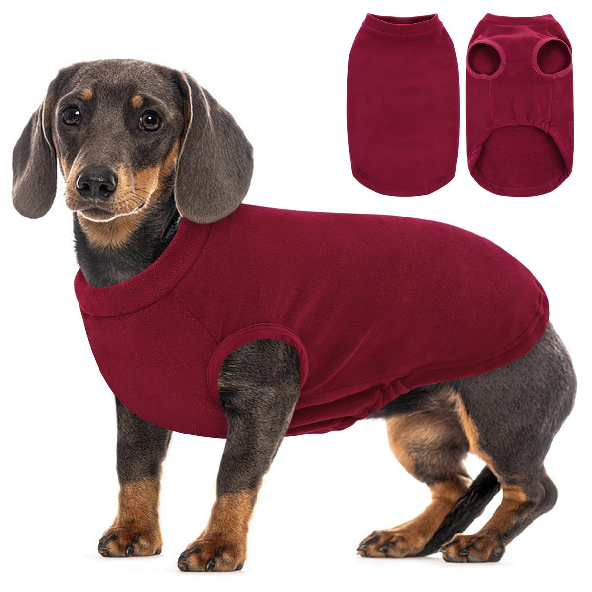 AOFITEE Fleece Dog Sweater, Warm Dog Fleece Vest, Thermal Oli Pullover for Small Dogs, Soft Sweatshirt for Fall Winter, Cozy Sleeveless Dogs Vest Boy Girl for Indoor Outdoor Red XS